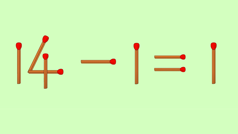 14 – 1 = 1 nu este ecuația corectă. Mută un singur băț de chibrit pentru a afla răspunsul în doar 5 secunde, precum (…)