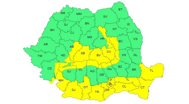 Cod galben de vânt în sudul şi vestul Olteniei