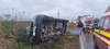 Accident grav la Constanța - Un microbuz s-a răsturnat după ce a lovit o mașină